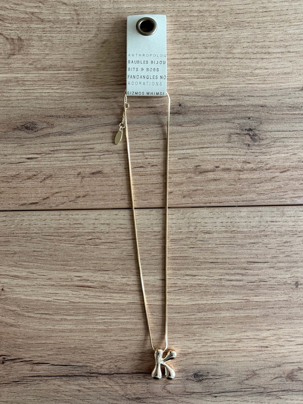 Anthropologie Gold K Initial Pendant Necklace